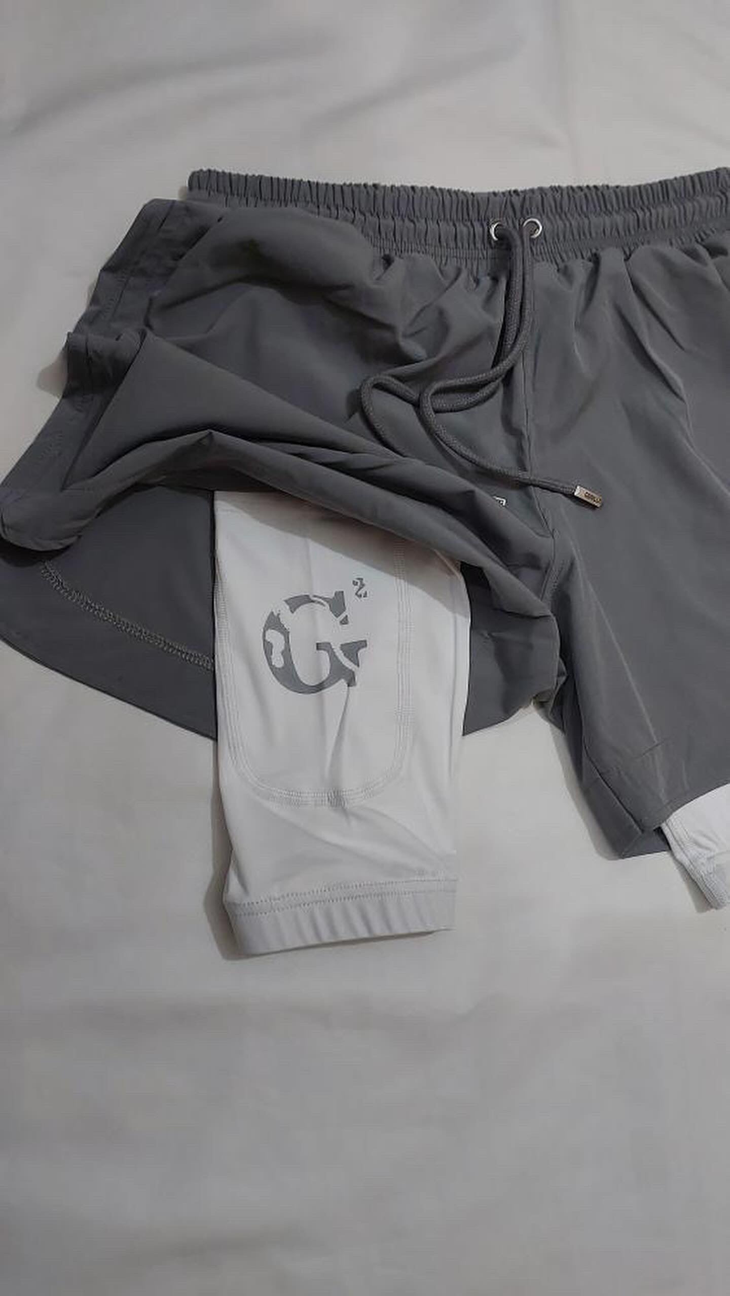 G2 Grey/White Athletic Shorts