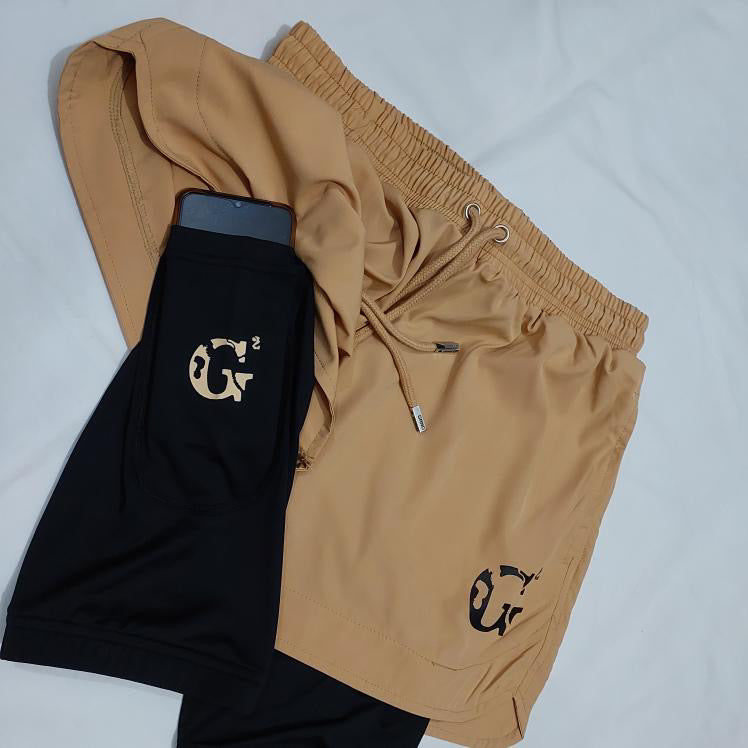 G2, Tan/Black Dri fit shorts