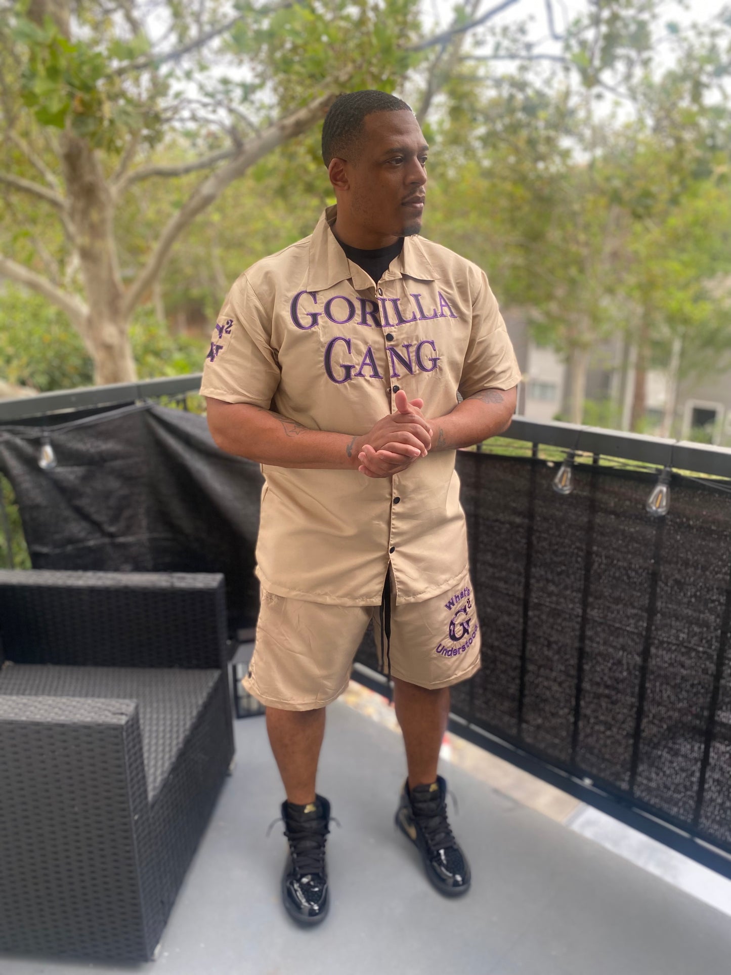 Tan & Purple Gorilla Gang Short set